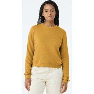 Double Zero Mustard Yellow Crew Neck Cropped Jersey Knit Sweater Top Large NEW